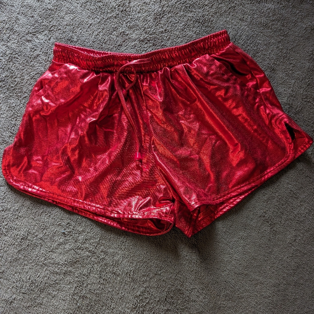 Shiny Red Short Shorts